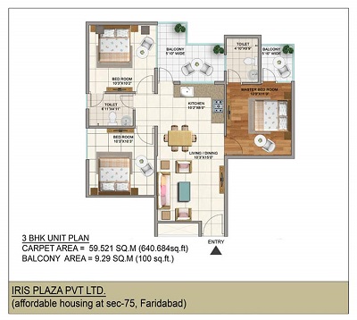3bhk unit plan