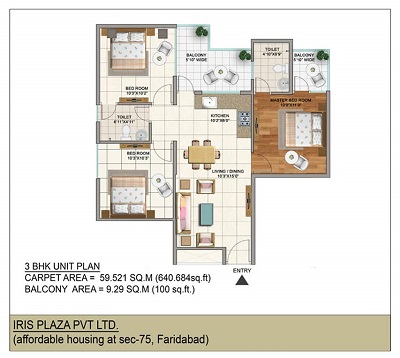 3bhk unit plan